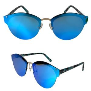 AQS AQUASWISS Sunglasses NEW Blue Mirror Lens Multicolor Tortoise Frame